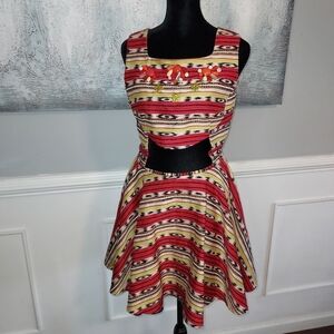 CARVEN Print Mini Dress With Jewel Sz-38
